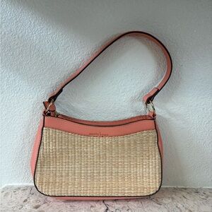 Nanette Lepore Coral and Beige Baguette Shoulder Bag